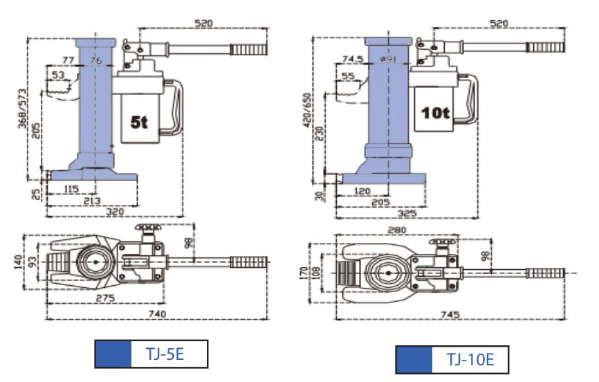 TJ E Series Hydraulic Toe Jacks